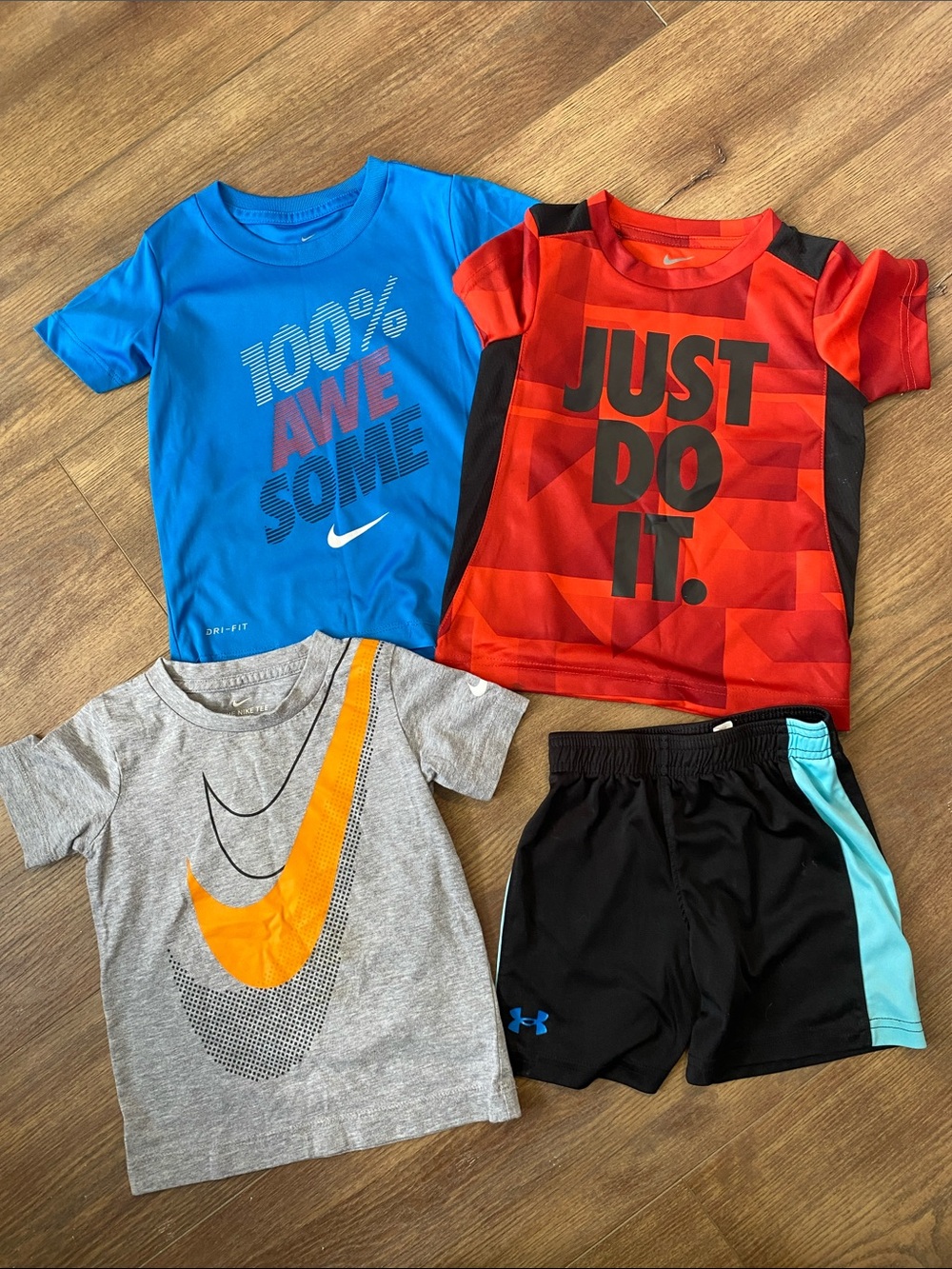 Boys Nike Under Armour athletic summer bundle size 3T shorts and tees
